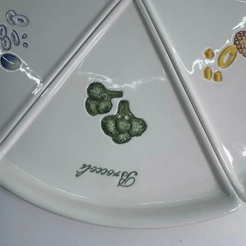 Pottery Barn Pizza Buono Set of 6 Wedge Shaped Dessert Plates Fruit Vegetable